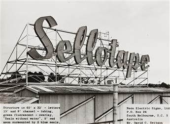 (ROADSIDE SIGNAGE) Approximately 60 photographs of bold, graphic signs, mostly neon, on banks, grocery stores, hotels, and more.